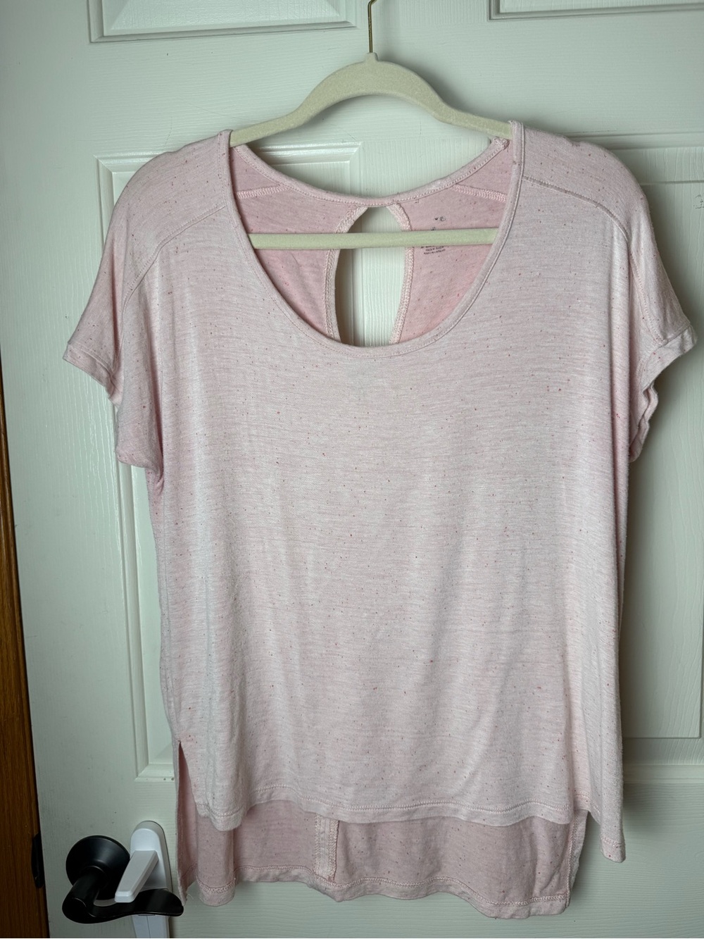 Apana Light Pink Short Sleeve Keyhole Back Tee